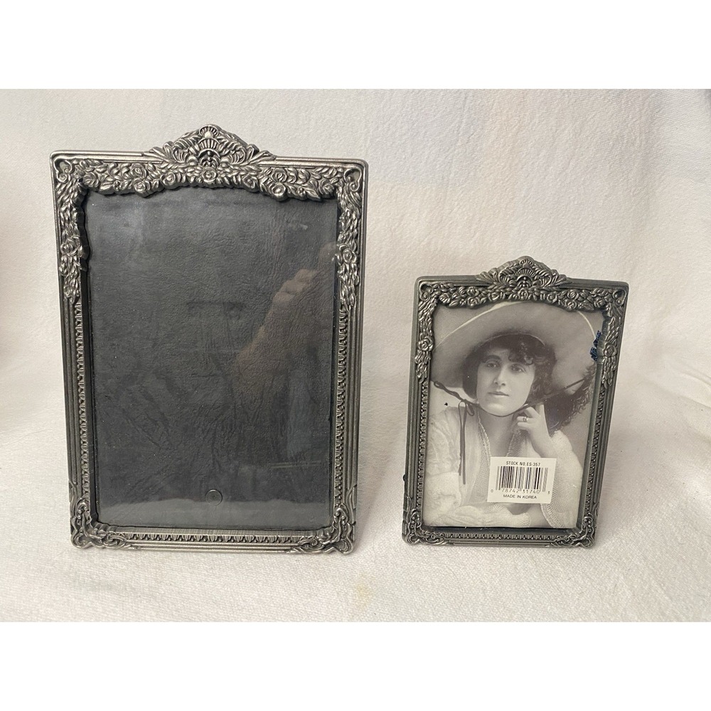 Two Matching Victorian Style Pewter Picture Frames